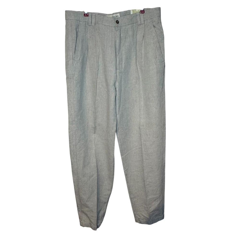 Geoffrey Beene Men Pants Vintage 90's Pleated Trouser Khaki 34X32 New Deadstock
